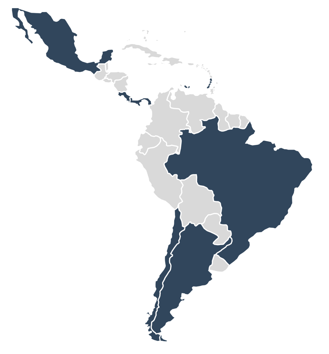 Mapa de América Latina - Donde Trabajamos